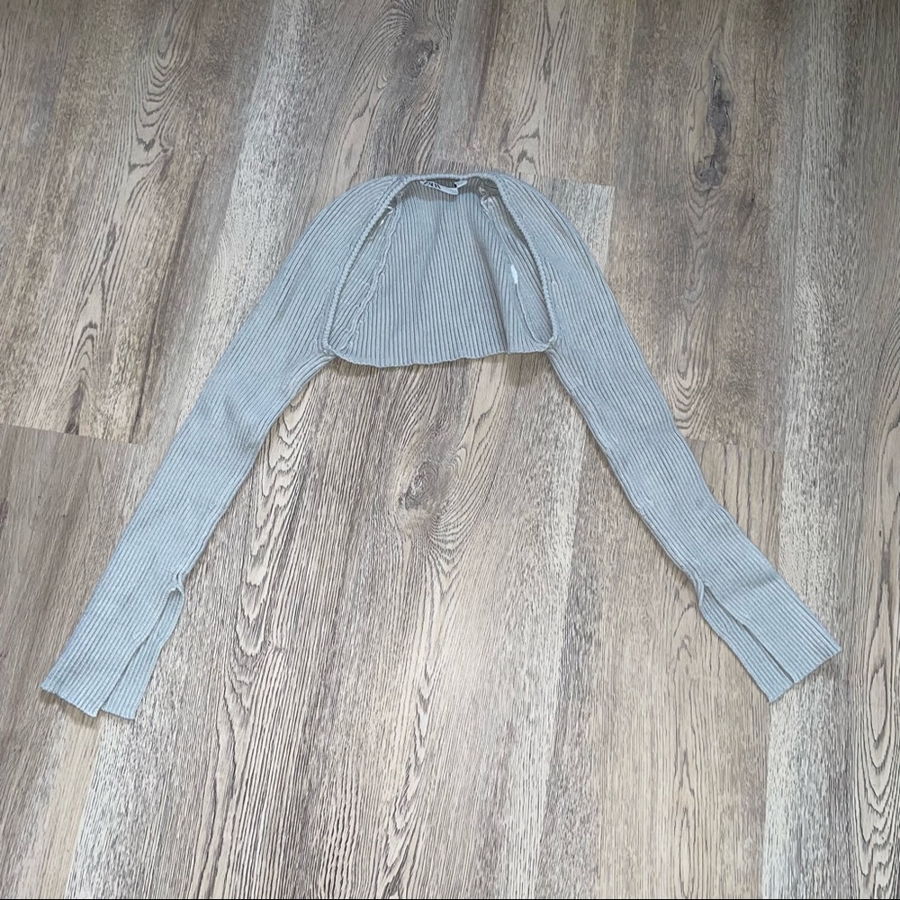 Zara Gray Ribbed Long Sleeve Top